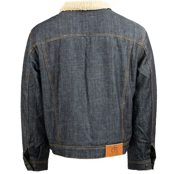STS Ranchwear Men's Denim Jacket 2XL Blue Sherpa Fleece Collar [NEW WITH TAGS] - Picture 2 of 5